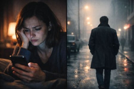 Una persona mirando su teléfono con tristeza preguntándose por qué su ex pareja actúa con total indiferencia y frialdad tras la ruptura