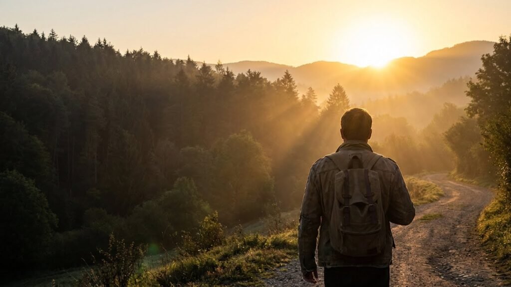 Una persona de espaldas caminando hacia la luz, decidiendo alejarse de la indiferencia de su ex pareja y enfocarse en sí misma